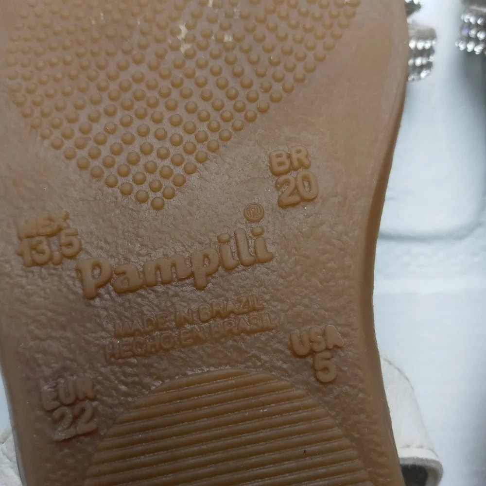 Pampili girls size 5 gem sparkle strap sandals silver sparkle leather